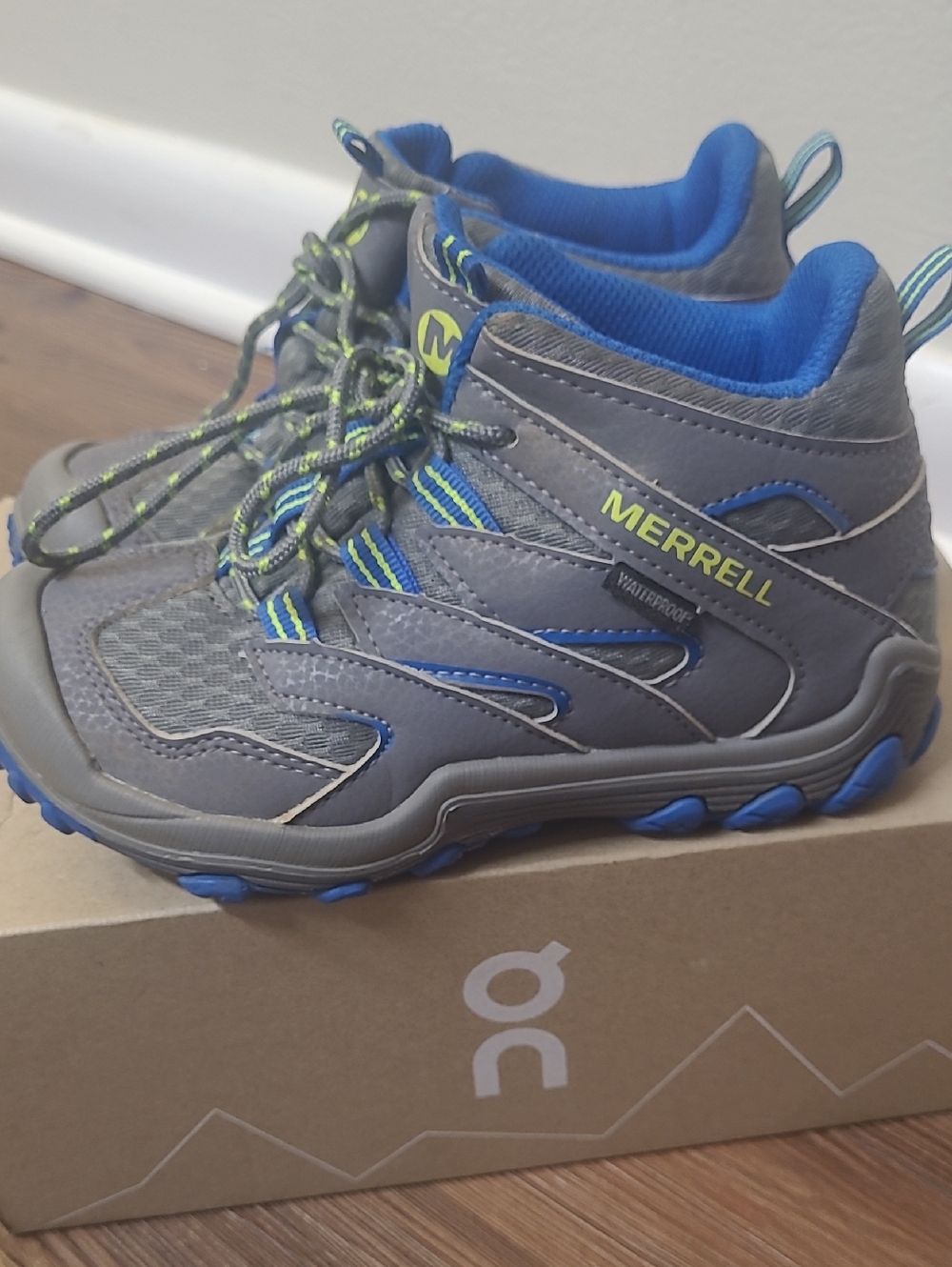 Merrell Kids Gray and Blue Waterproof Hiking Boots